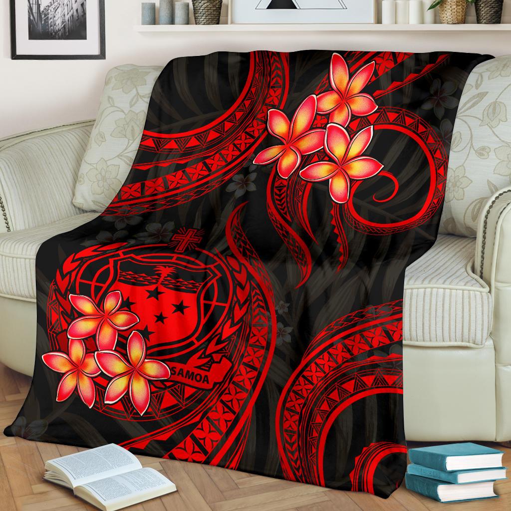 Samoa Polynesian Premium Blanket - Red Plumeria - Polynesian Pride