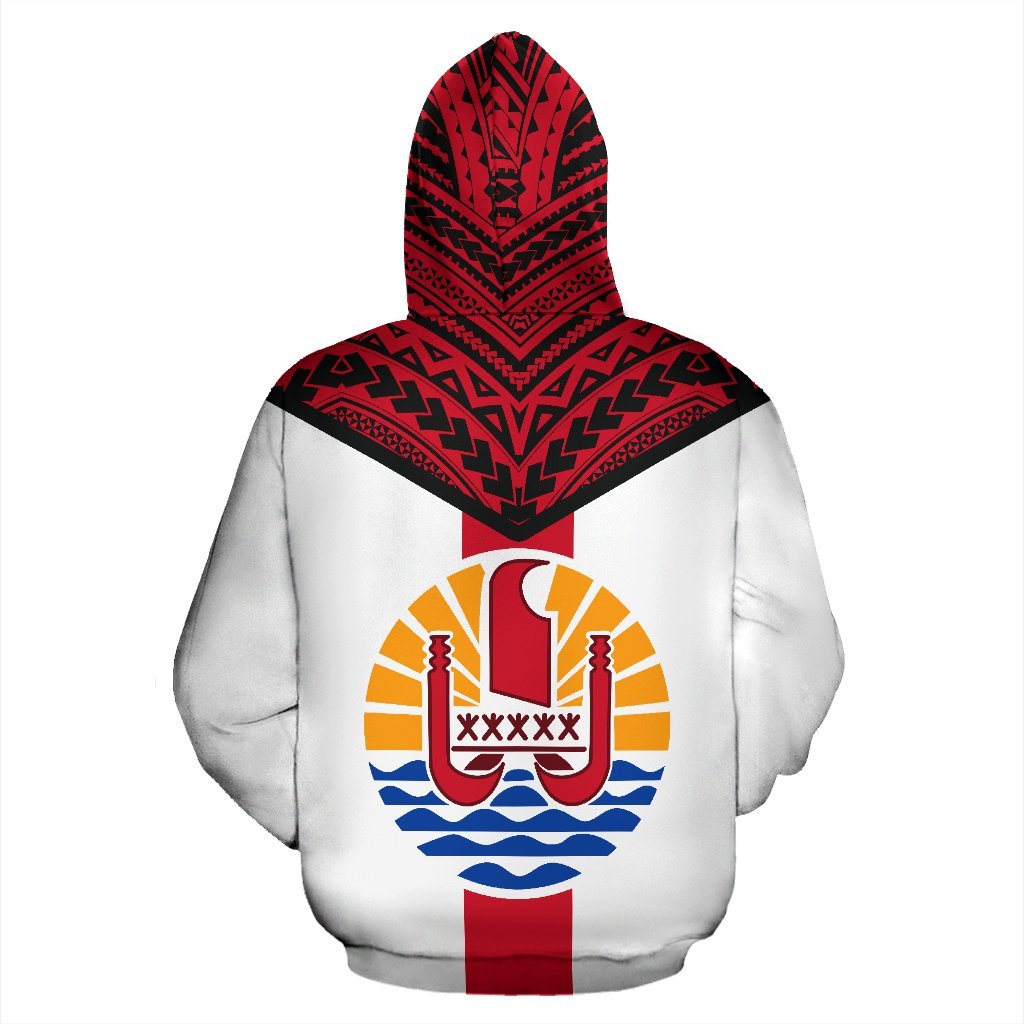 Tahiti Zip Hoodie Tahiti Flag Polynesian Tattoo Original Version - Polynesian Pride