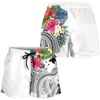 Papua New Guinea Polynesian Women's Shorts - Summer Plumeria (White) - Polynesian Pride