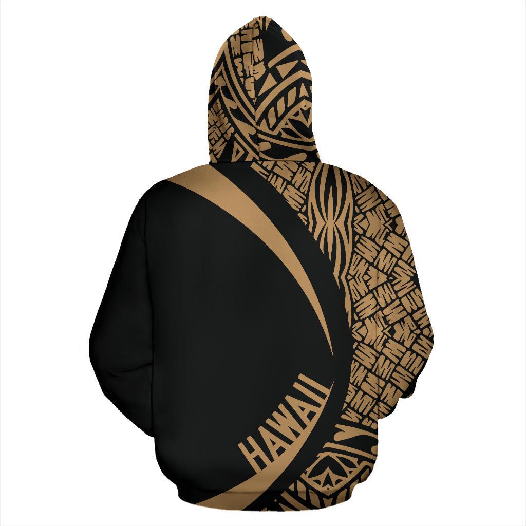 Kanaka Hawaii Map Gold Polynesian Hoodie Circle Style - Polynesian Pride