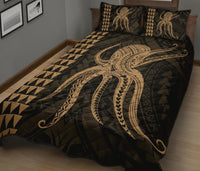 Hawaii Octopus KaKau Polynesian Quilt Bed Set - Gold - Polynesian Pride