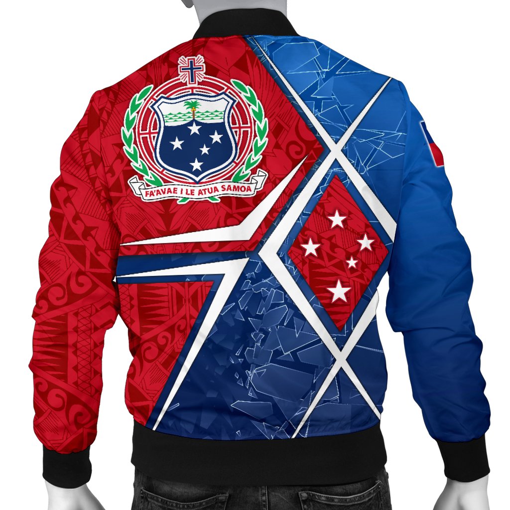 Samoa Men's Bomber Jacket - Samoa Flag with Polynesian Patterns - Polynesian Pride