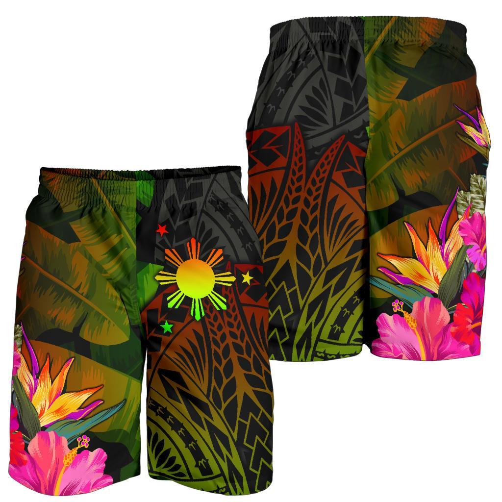The Philippines Polynesian Men's Shorts - Hibiscus and Banana Leaves - Polynesian Pride