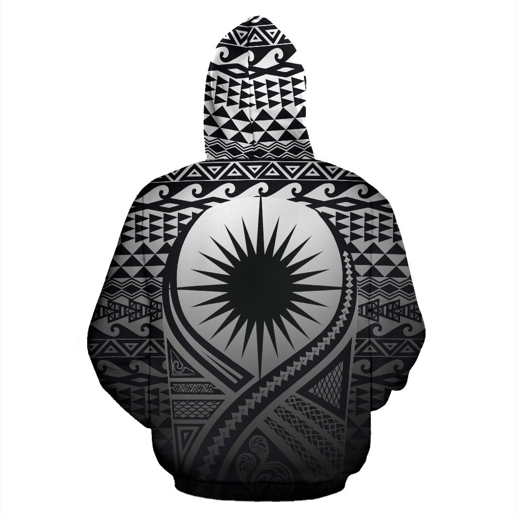 Marshall Islands All Over Hoodie Lift up Black - Polynesian Pride