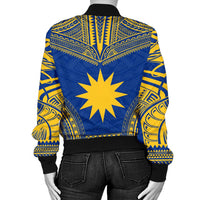 Nauru Flag Polynesian Chief Women'S Bomber Jacket - Polynesian Pride