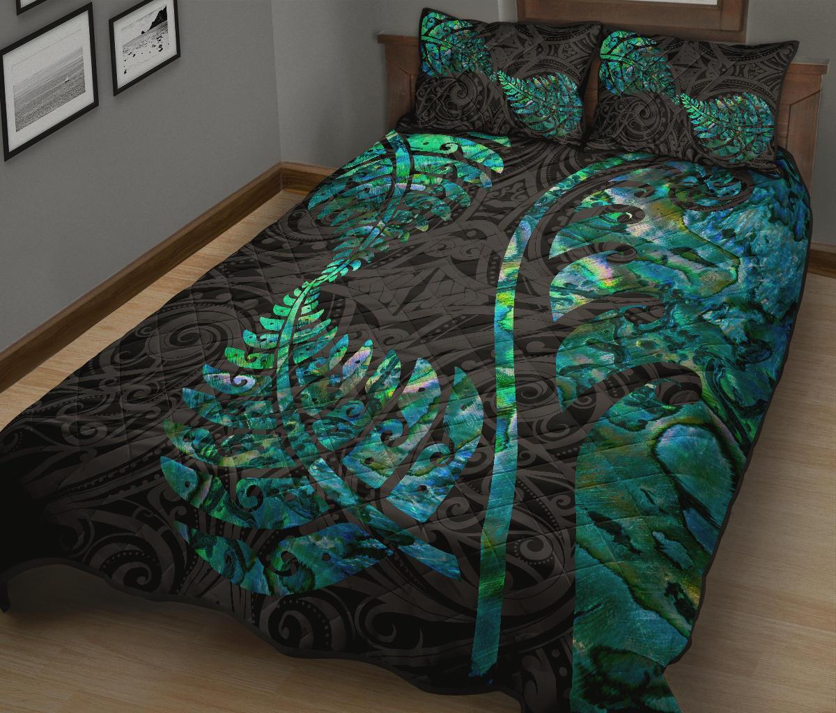 Aotearoa Maori Quilt Bed Set Silver Fern Koru Vibes - Polynesian Pride