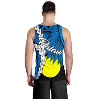 Palau Polynesian Custom Personalised Men's Tank Top - Tribal Wave Tattoo Flag Style - Polynesian Pride
