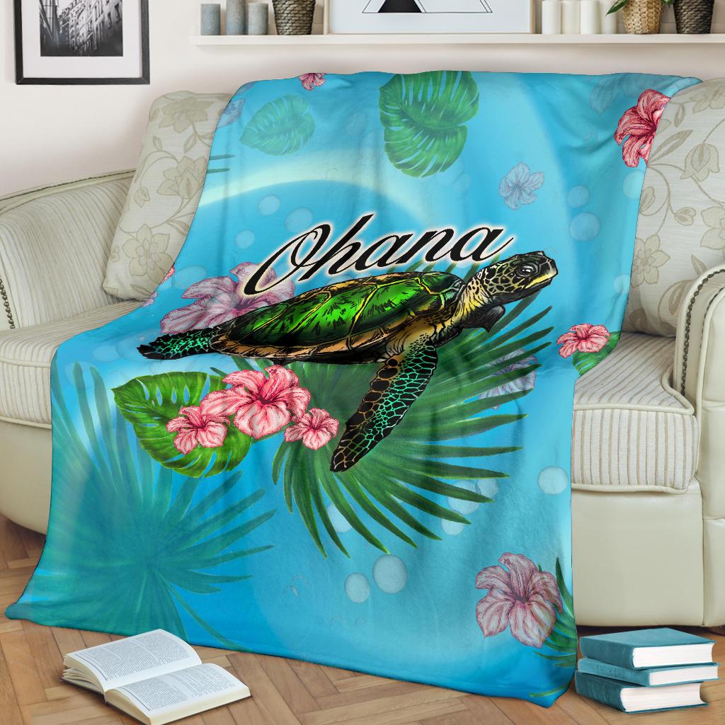 Hawaii Ohana Turtle Premium Blanket - Polynesian Pride