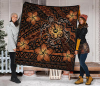 Hawaii Mix Polynesian Turtle Plumeria Premium Quilt - AH - Nick Style - Orange - Polynesian Pride