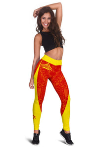 Hawaiian Mauna Kea Polynesian Leggings - Yellow - Brian Style - Polynesian Pride