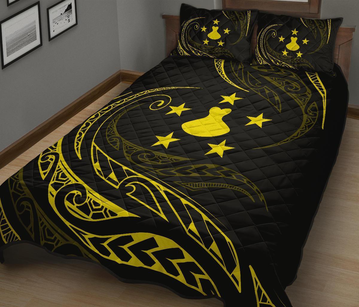 Austral Islands Quilt Bed Set - Yellow - Frida Style - Polynesian Pride