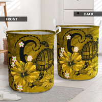 Hibiscus Plumeria Polynesian Turtle Hawaii Laundry Basket Yellow AH - Polynesian Pride