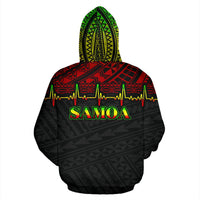 Samoa Polynesian All Over Hoodie Reggae Heartbeat Style - Polynesian Pride