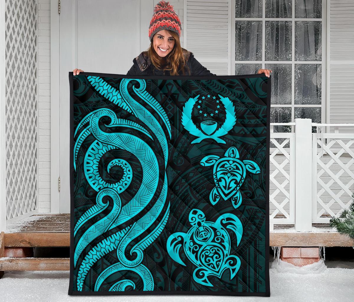 Pohnpei Premium Quilt - Turquoise Tentacle Turtle - Polynesian Pride