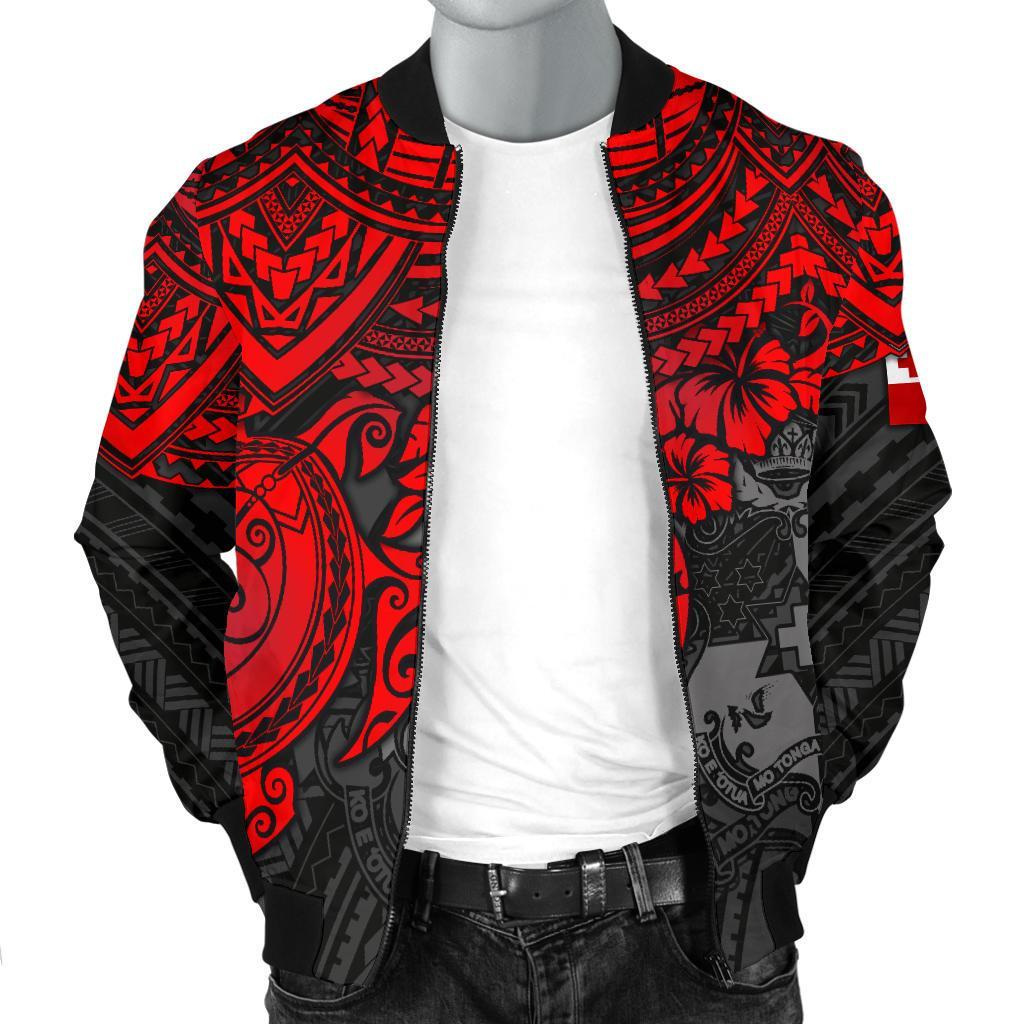 Tonga Polynesian Bomber Jacket (Men) - Red Turtle - Polynesian Pride
