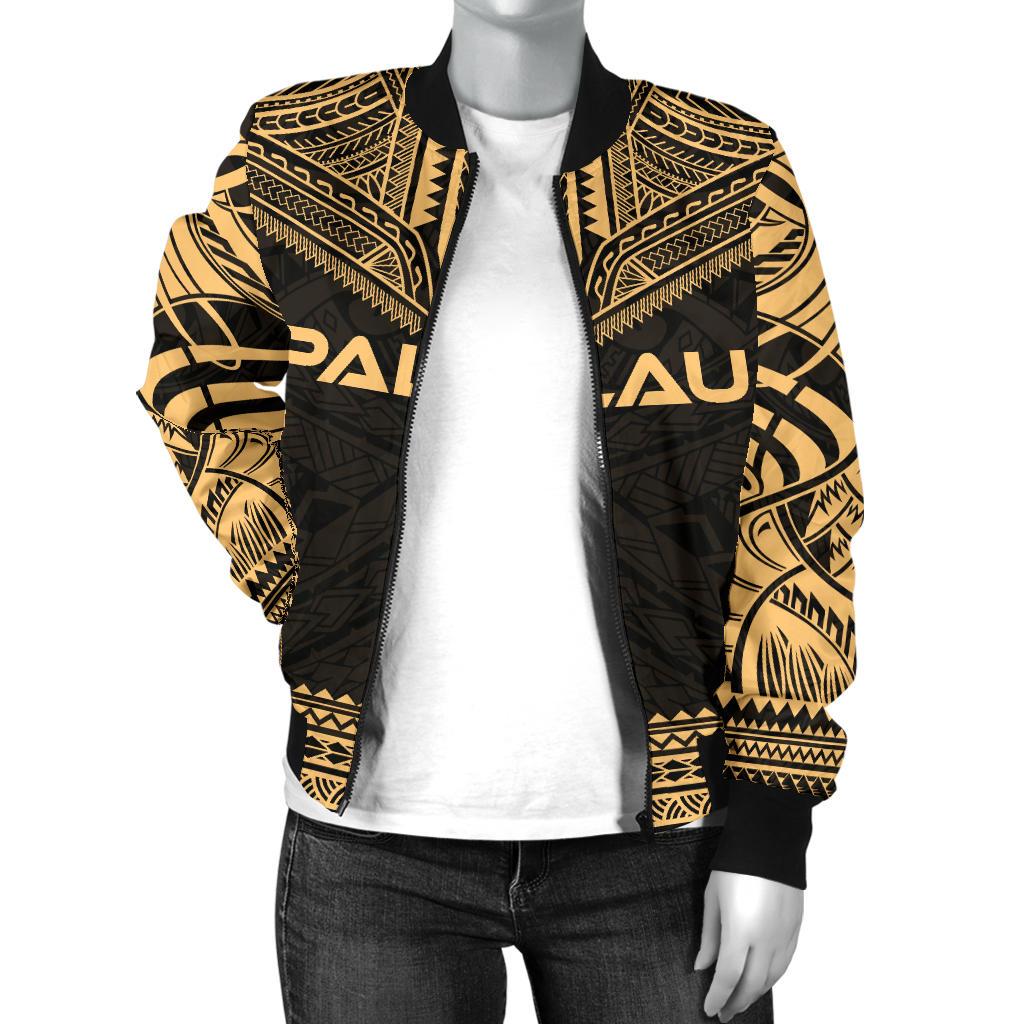 Palau Polynesian Chief Women'S Bomber Jacket - Gold Version - Polynesian Pride