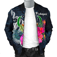 Pohnpei Micronesia Men's Bomber Jacket - Tropical Flower - Polynesian Pride