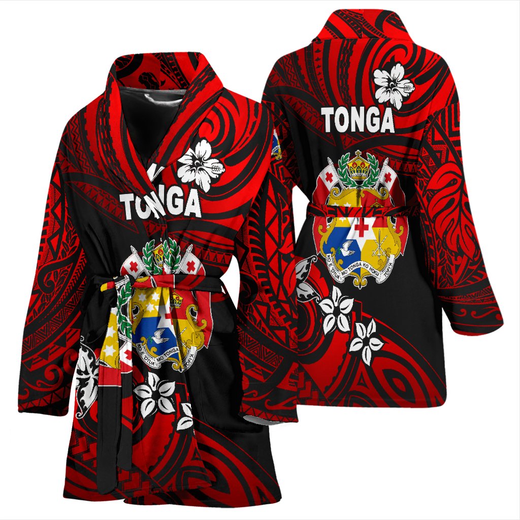 Mate Ma'a Tonga Rugby Women's Bath Robe Polynesian Unique Vibes - Red - Polynesian Pride