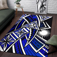 Marshall Island Area Rug - Tribal Flower Special Pattern Blue Color Blue - Polynesian Pride