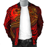 Pohnpei Men's Bomber Jacket - Red Shark Polynesian Tattoo - Polynesian Pride