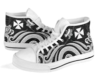 Wallis and Futuna High Top Canvas Shoes - White Tentacle Turtle - Polynesian Pride