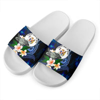 Niue Polynesian Slide Sandals - Turtle With Plumeria Flowers - Polynesian Pride