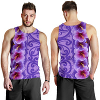 Hawaii Hibiscus Flower Polynesian Men's Tank Top - Curtis style - Purple Purple - Polynesian Pride