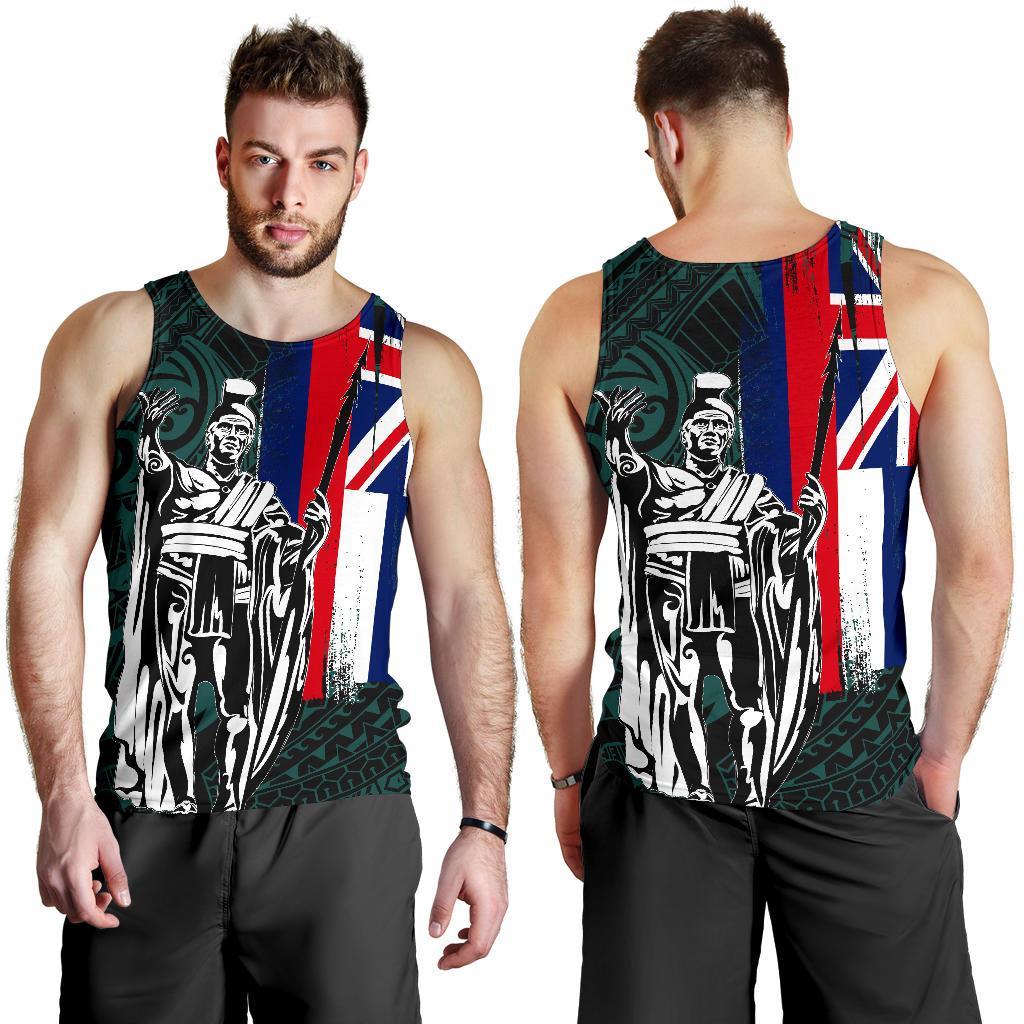 Hawaii King Flag Polynesian Men's Tank Top - Turquoise Turquoise - Polynesian Pride
