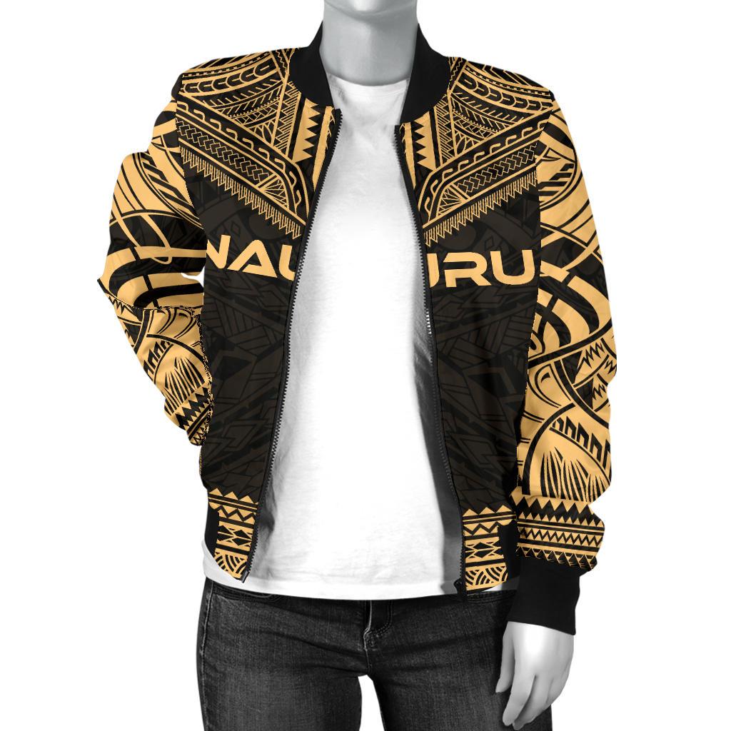 Nauru Polynesian Chief Women'S Bomber Jacket - Gold Version - Polynesian Pride