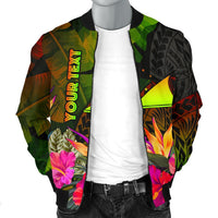 Tokelau Polynesian Personalised Men's Bomber Jacket - Hibiscus and Banana Leaves - Polynesian Pride