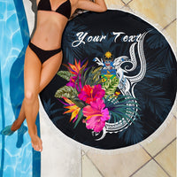 Solomon Islands Polynesian Custom Personalised Beach Blanket - Tropical Flower - Polynesian Pride