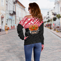Papua New Guinea Women's Off Shoulder Sweater - Polynesian Design - Polynesian Pride