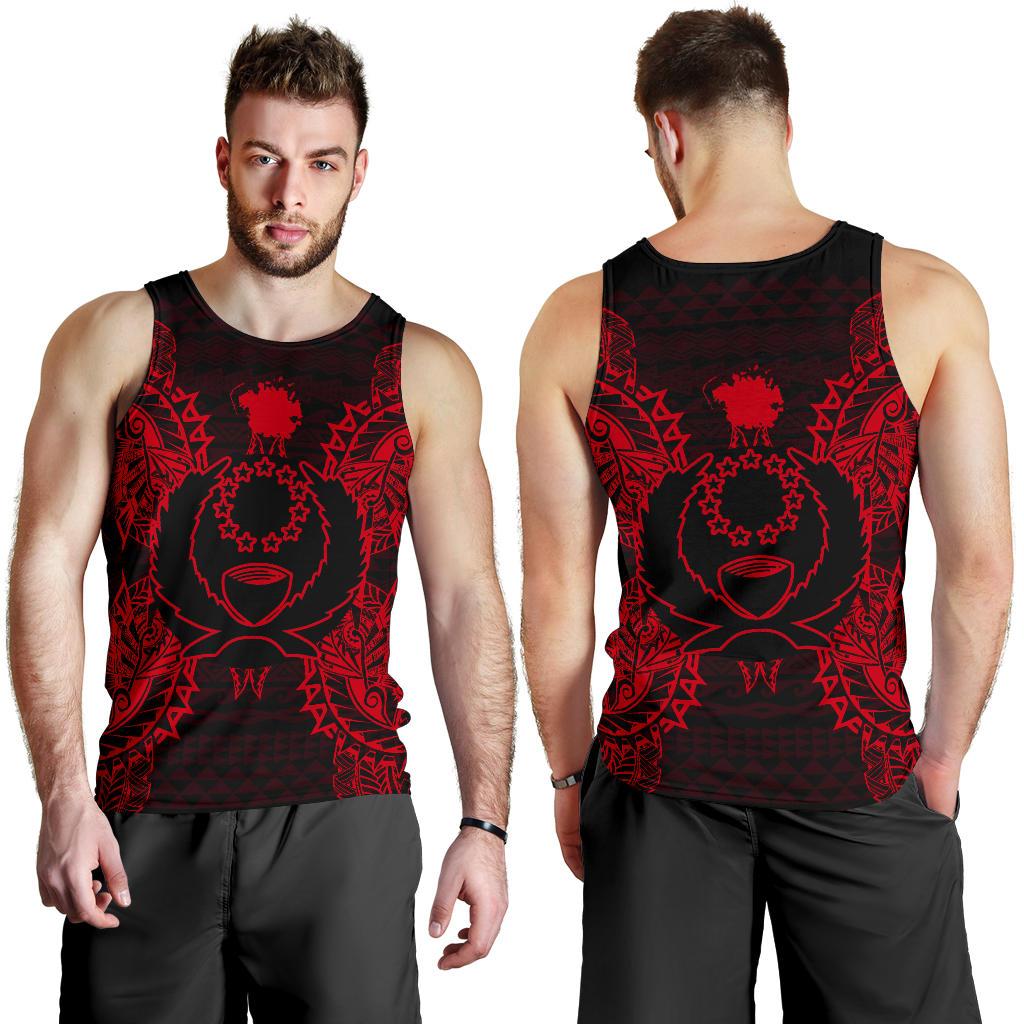 Pohnpei Polynesian Men Tank Top Map Red - Polynesian Pride