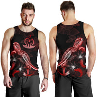 Vanuatu Men Tank Top - Turtle With Blooming Hibiscus Red - Polynesian Pride