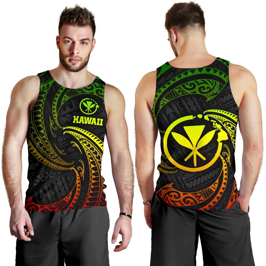 Polynesian Hawaii Men's Tank Top - Reggae Tribal Wave Reggae - Polynesian Pride
