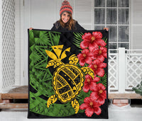 Hawaii Turtle Hibiscus Polynesian Premium Quilt - Aphos Style - Polynesian Pride