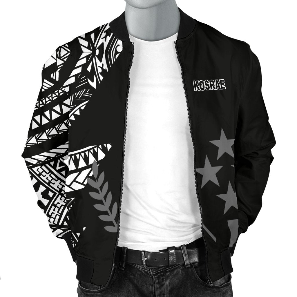 Kosrae Men's Bomber Jacket - Micronesian Pattern Flash Black - Polynesian Pride