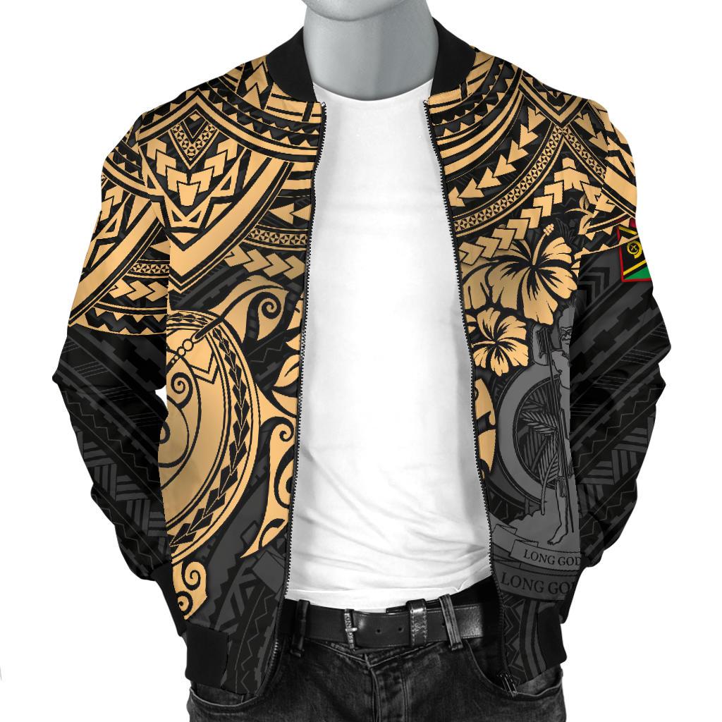 Vanuatu Polynesian Bomber Jacket (Men) - Gold Turtle - Polynesian Pride