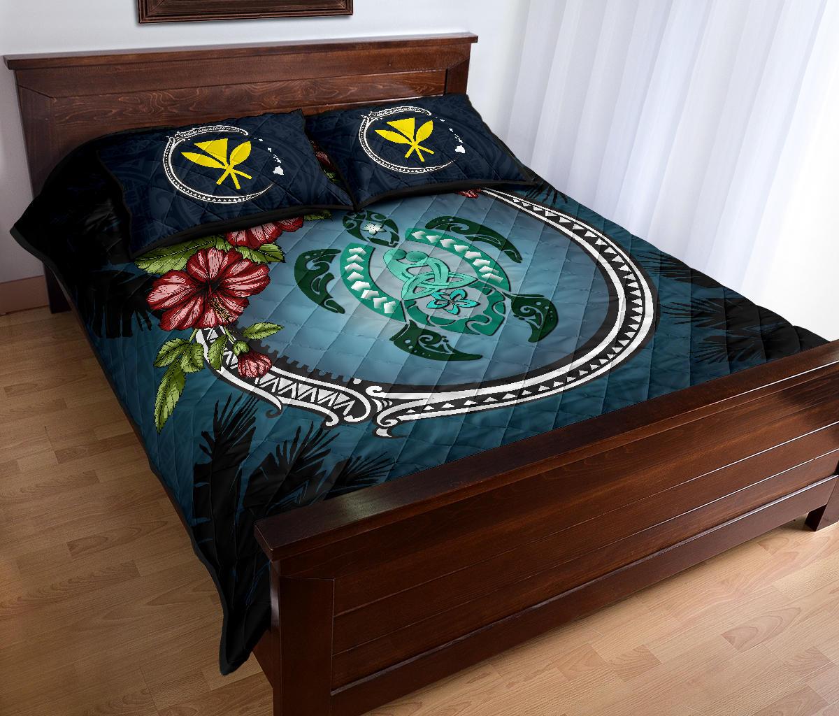 Kanaka Maoli (Hawaiian) Quilt Bed Set - Polynesian Ohana Turtle Hibiscus Mother Son - Polynesian Pride
