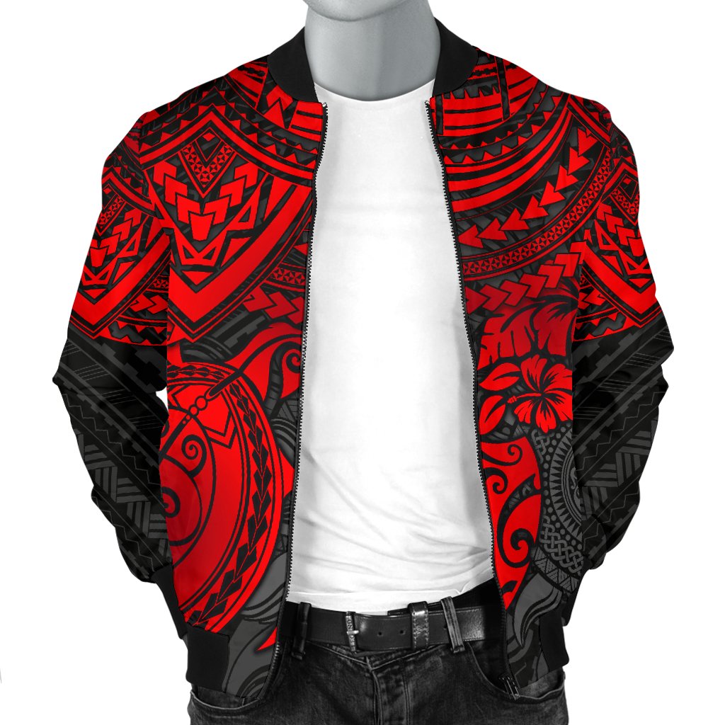 Polynesian Bomber Jacket (Men) - Polynesian Red Turtle - Polynesian Pride