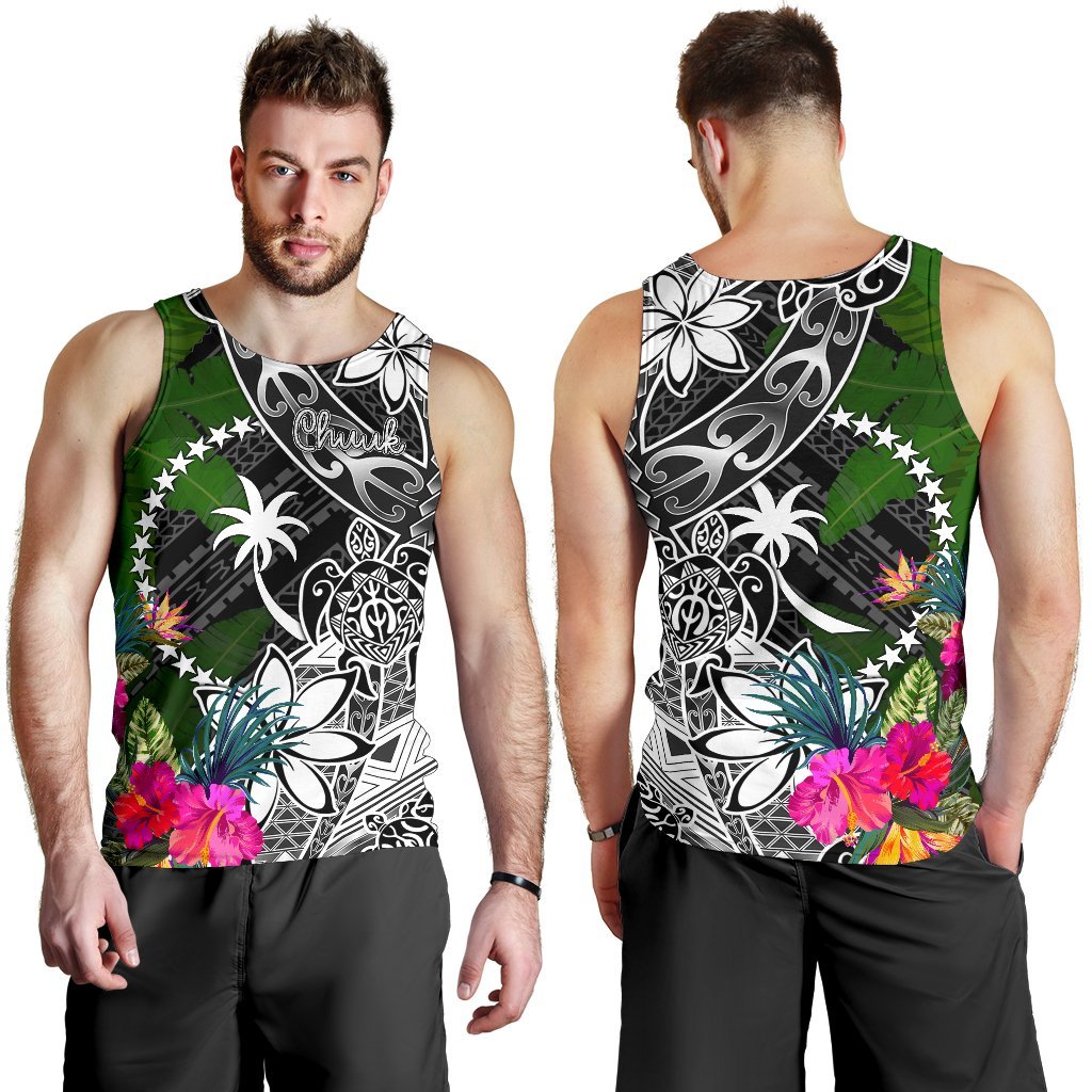 Chuuk Men Tank Top - Turtle Plumeria Banana Leaf - Polynesian Pride