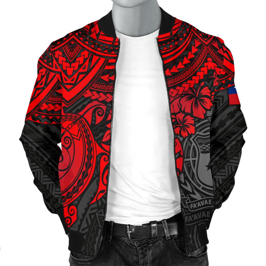 Samoa Polynesian Bomber Jacket (Men) - Red Turtle - Polynesian Pride