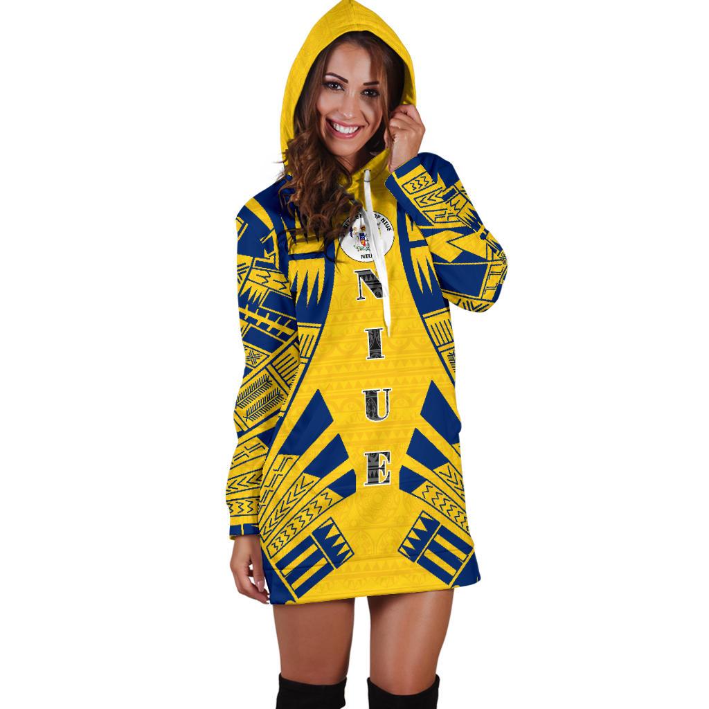 Niue Hoodie Dress - Polynesian Tattoo Flag - Polynesian Pride