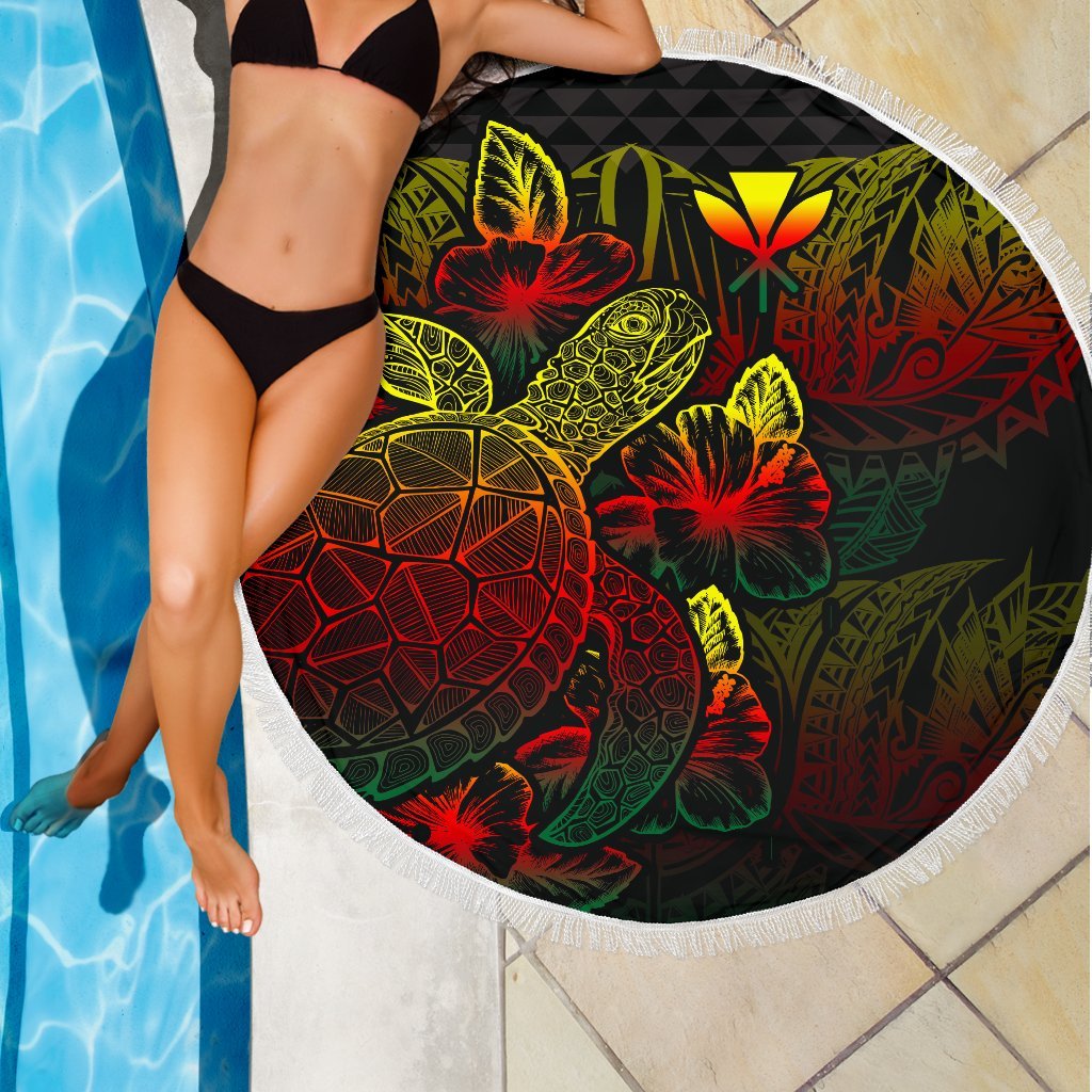 Polynesian Hawaii Polynesia Beach Blanket Turtle Hibiscus Reggae - Polynesian Pride