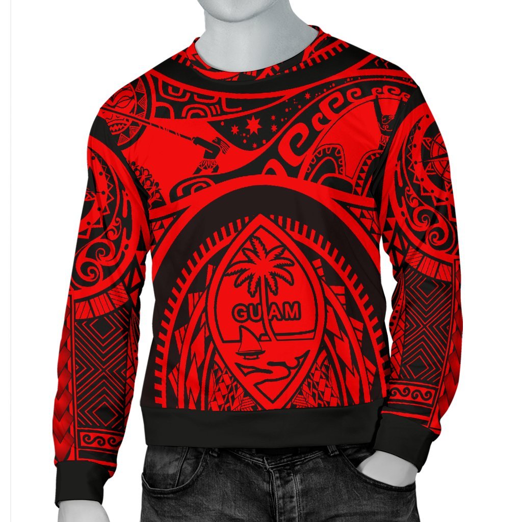 Polynesian Men's Sweaters - Guam Flag, Seal with Maui Moana Tattoo - Polynesian Pride