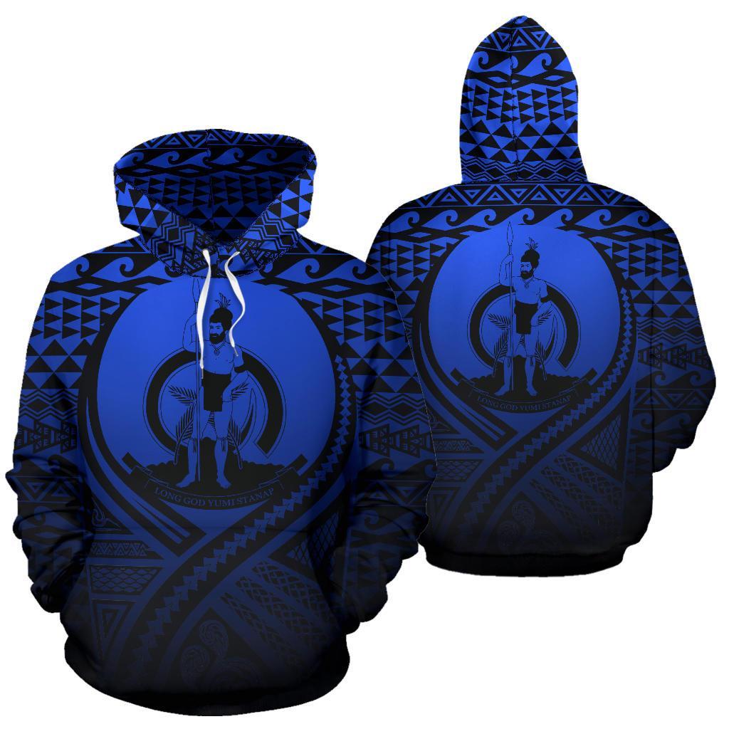 Vanuatu All Over Hoodie Lift up Blue Unisex Blue - Polynesian Pride