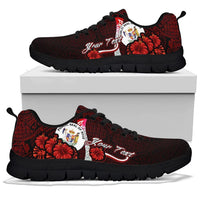 Niue Polynesian Custom Personalised Sneakers - Coat Of Arm With Hibiscus - Polynesian Pride
