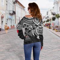 Wallis and Futuna Polynesian Women's Off Shoulder Sweater - White Turtle - Polynesian Pride