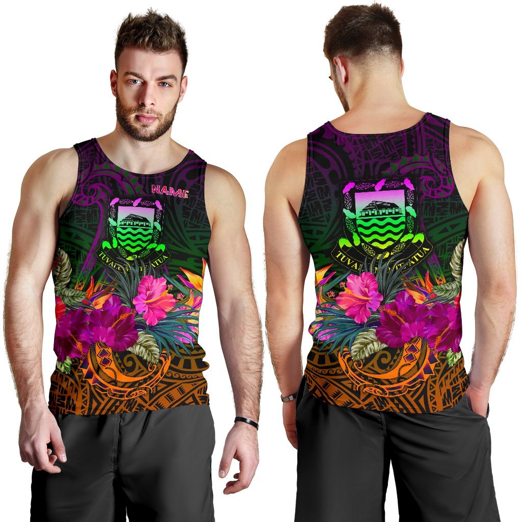 Tuvalu Personalised Men's Tank Top - Summer Hibiscus - Polynesian Pride