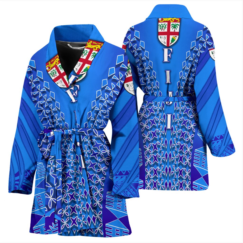 Fiji Drua Women Bath Robe Tapa - Polynesian Pride